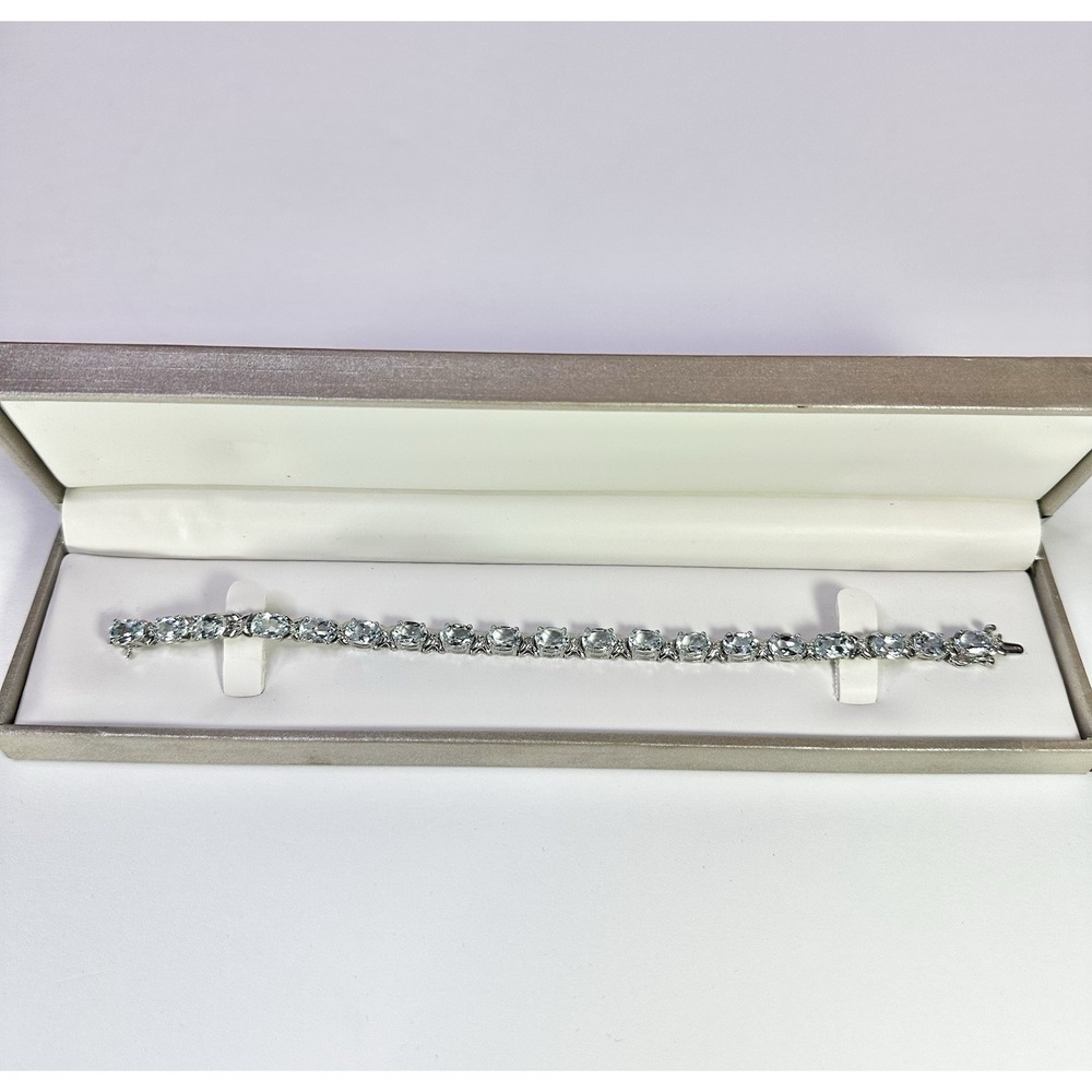 Sterling Silver Sky Blue Topaz 925 Tennis Bracelet‎ 7 3/4 in